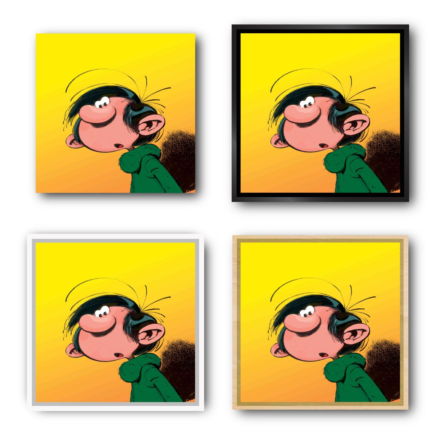 Tableau Gaston Lagaffe 6 Gaston sur fond jaune