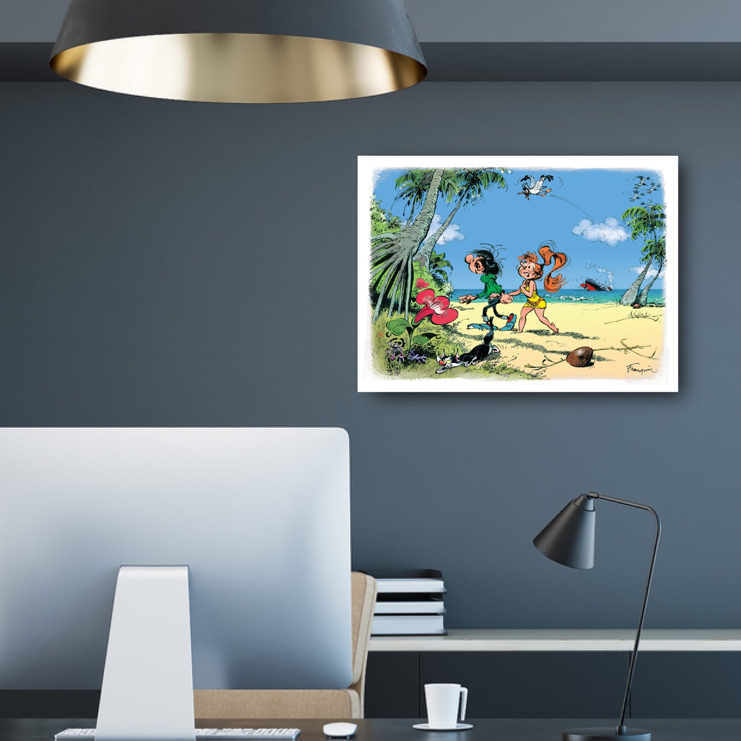 Tableau Gaston Lagaffe 12 Gaston et mademoiselle Jeanne