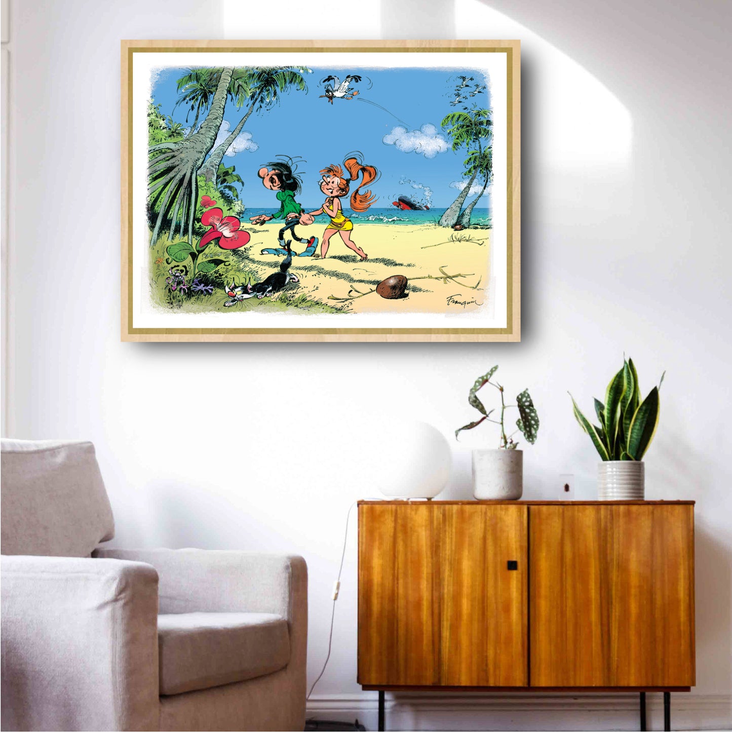 Tableau Gaston Lagaffe 12 Gaston et mademoiselle Jeanne