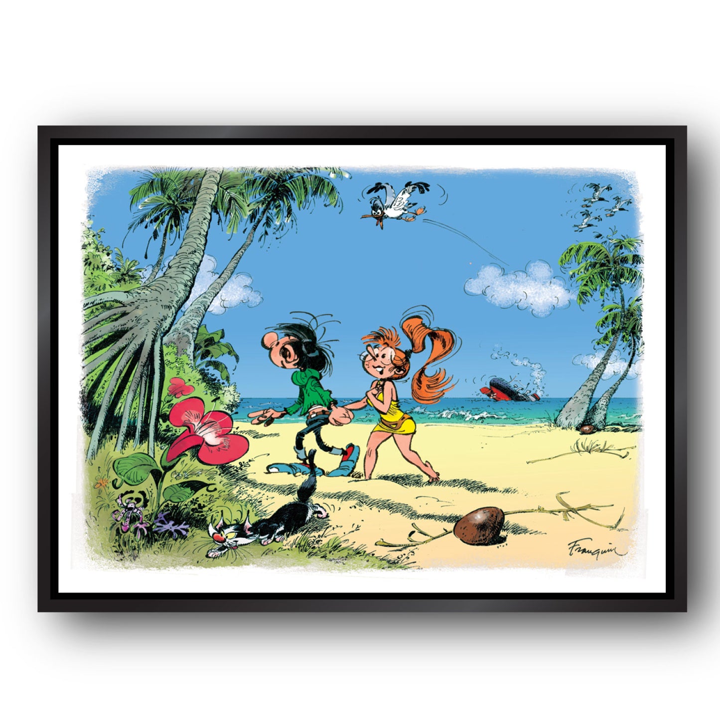 Tableau Gaston Lagaffe 12 Gaston et mademoiselle Jeanne