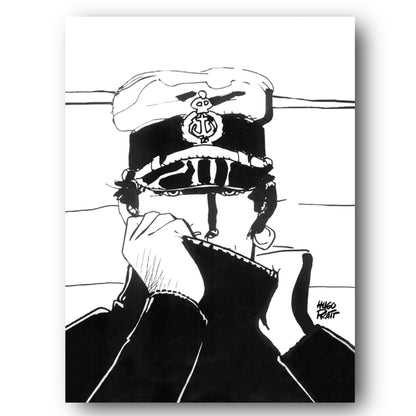 Tableau Corto Maltese 2 Portrait noir et blanc