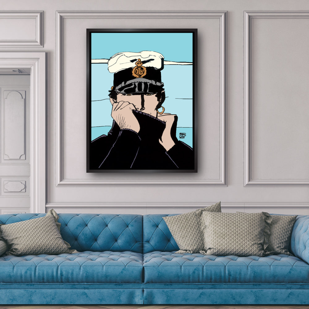 Tableau Corto Maltese 6 Portrait bleu ciel