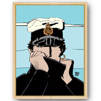 Tableau Corto Maltese 6 Portrait bleu ciel
