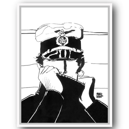 Tableau Corto Maltese 2 Portrait noir et blanc