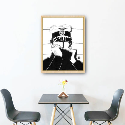 Tableau Corto Maltese 2 Portrait noir et blanc