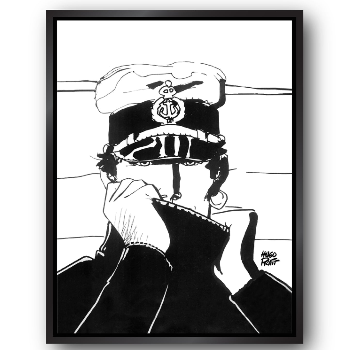 Tableau Corto Maltese 2 Portrait noir et blanc
