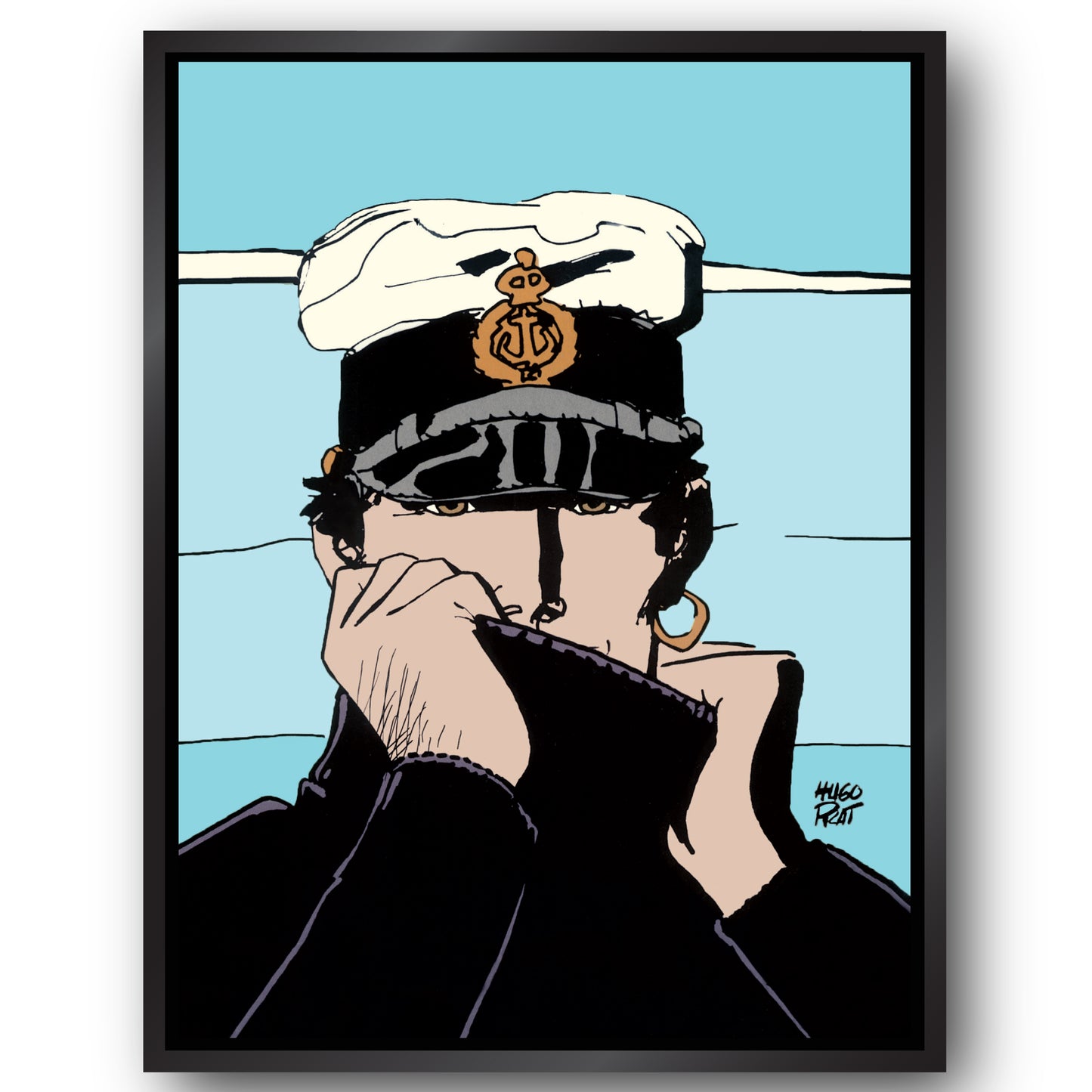 Tableau Corto Maltese 6 Portrait bleu ciel