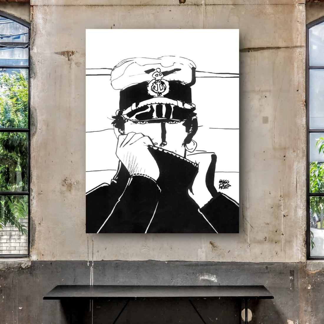 Tableau Corto Maltese 2 Portrait noir et blanc