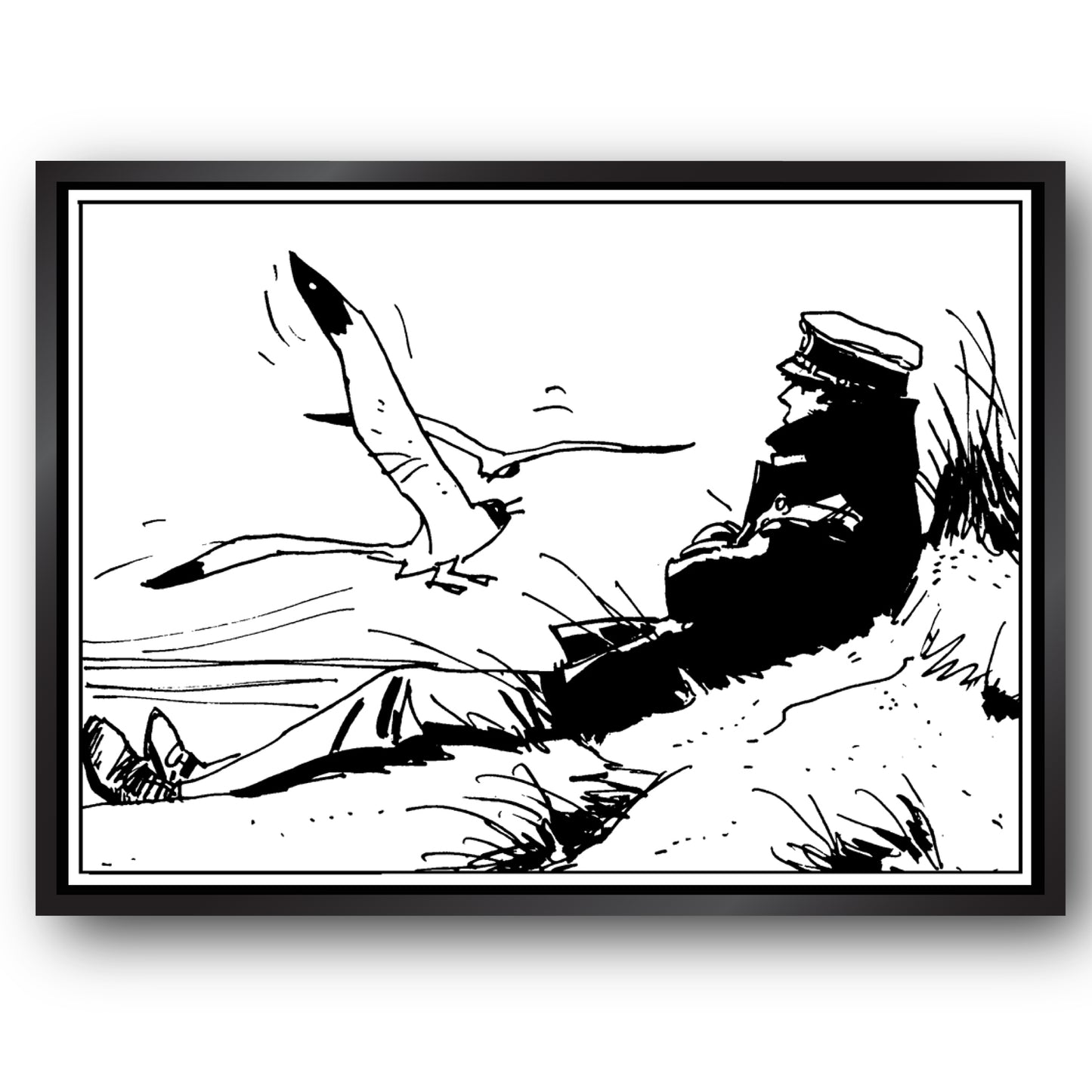 Tableau Corto Maltese 7 Les dunes noir et blanc