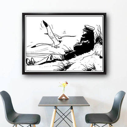 Tableau Corto Maltese 7 Les dunes noir et blanc