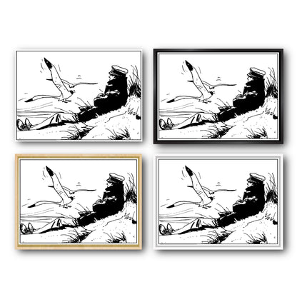 Tableau Corto Maltese 7 Les dunes noir et blanc