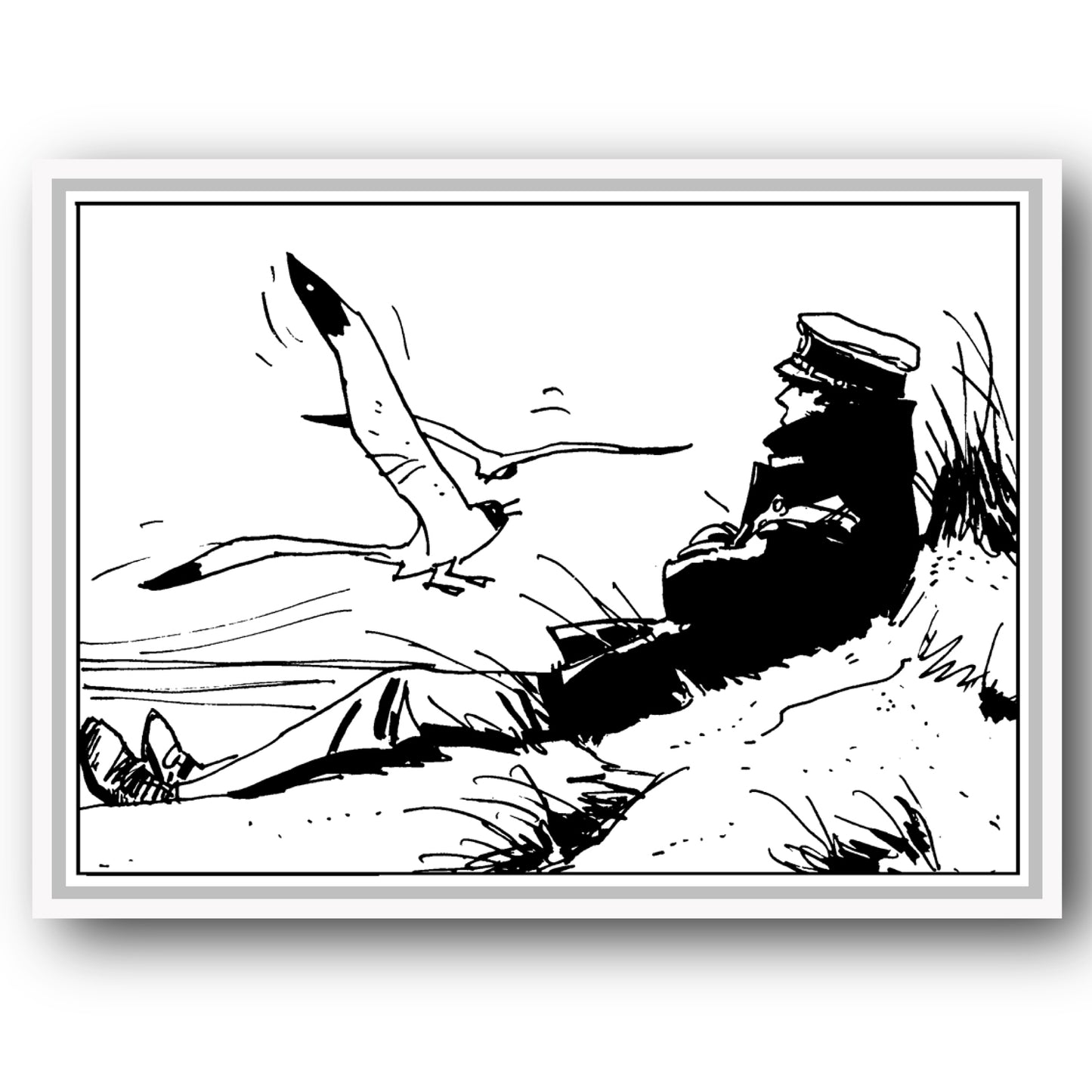 Tableau Corto Maltese 7 Les dunes noir et blanc