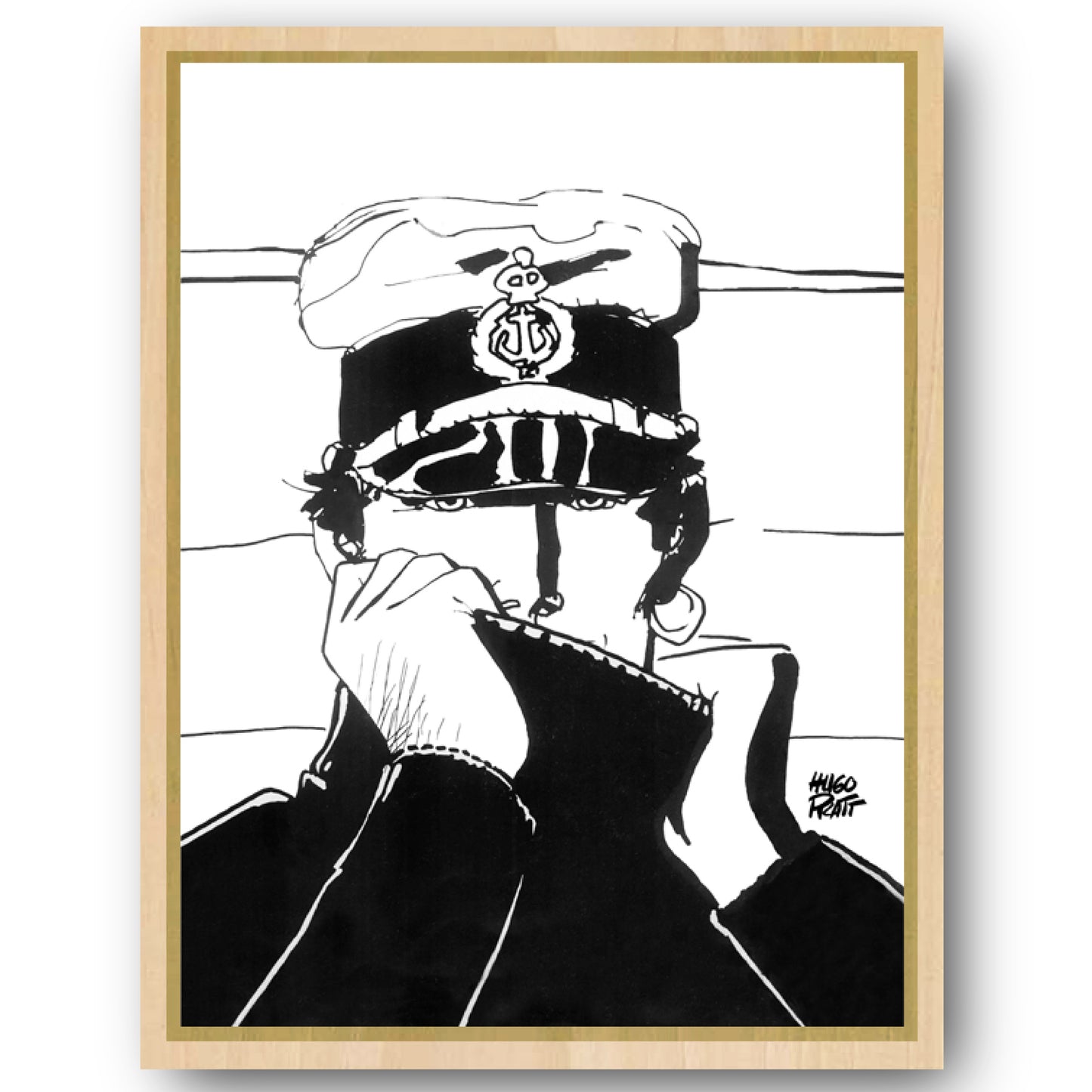 Tableau Corto Maltese 2 Portrait noir et blanc