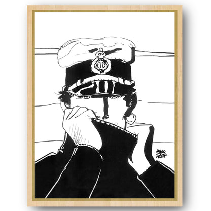 Tableau Corto Maltese 2 Portrait noir et blanc
