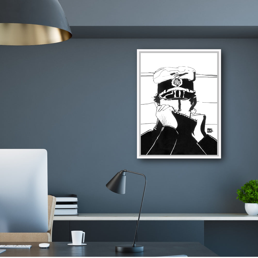 Tableau Corto Maltese 2 Portrait noir et blanc