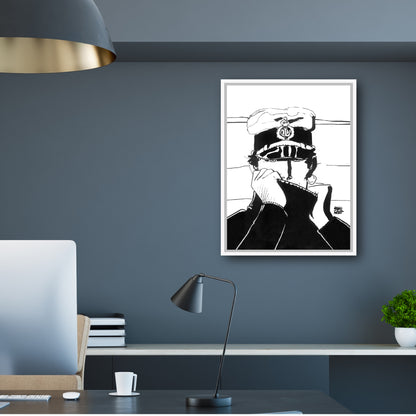 Tableau Corto Maltese 2 Portrait noir et blanc