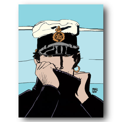 Tableau Corto Maltese 6 Portrait bleu ciel