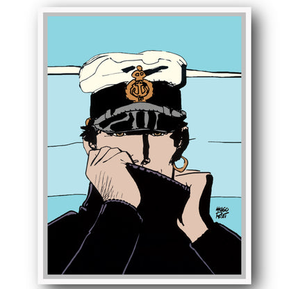 Tableau Corto Maltese 6 Portrait bleu ciel