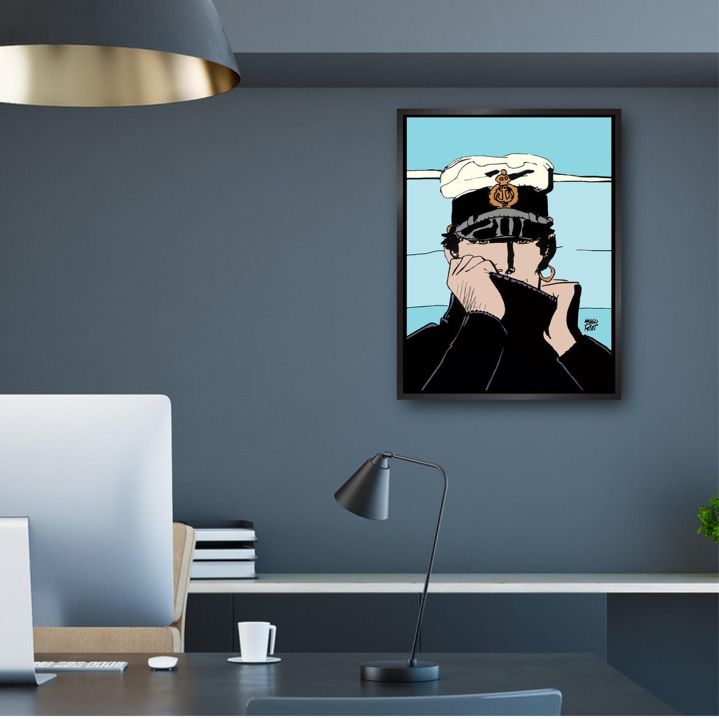 Tableau Corto Maltese 6 Portrait bleu ciel