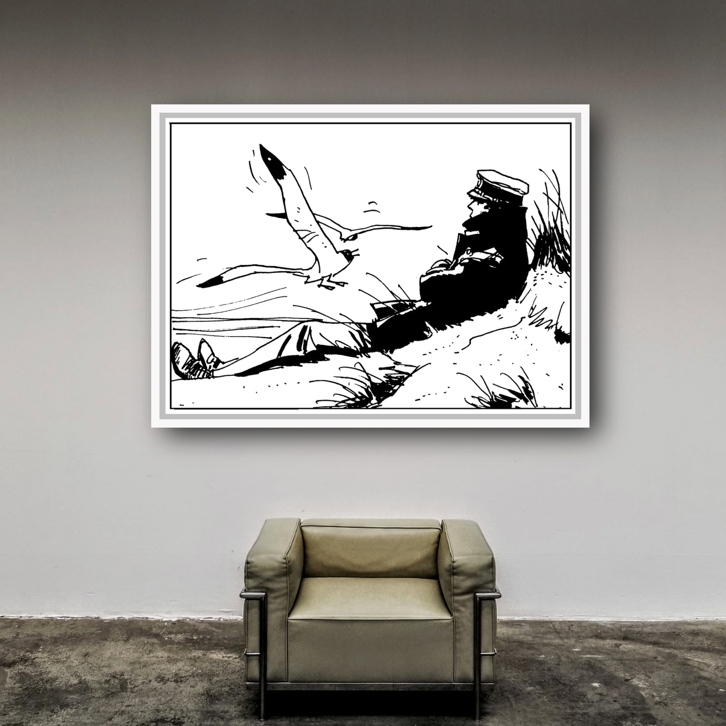 Tableau Corto Maltese 7 Les dunes noir et blanc