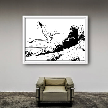Tableau Corto Maltese 7 Les dunes noir et blanc