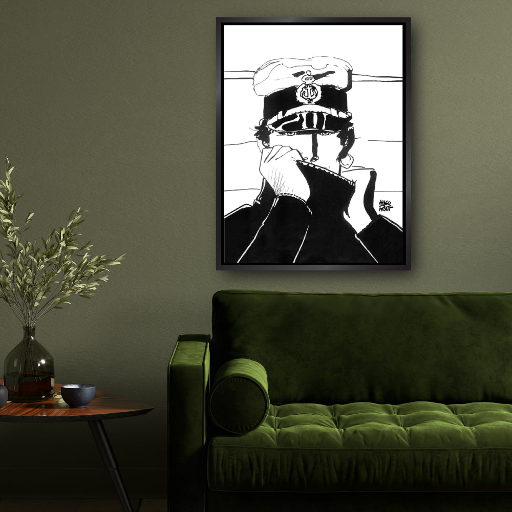 Tableau Corto Maltese 2 Portrait noir et blanc
