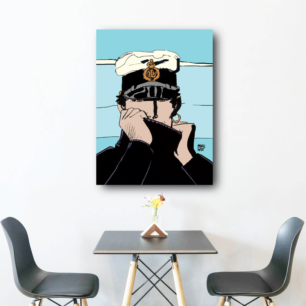 Tableau Corto Maltese 6 Portrait bleu ciel