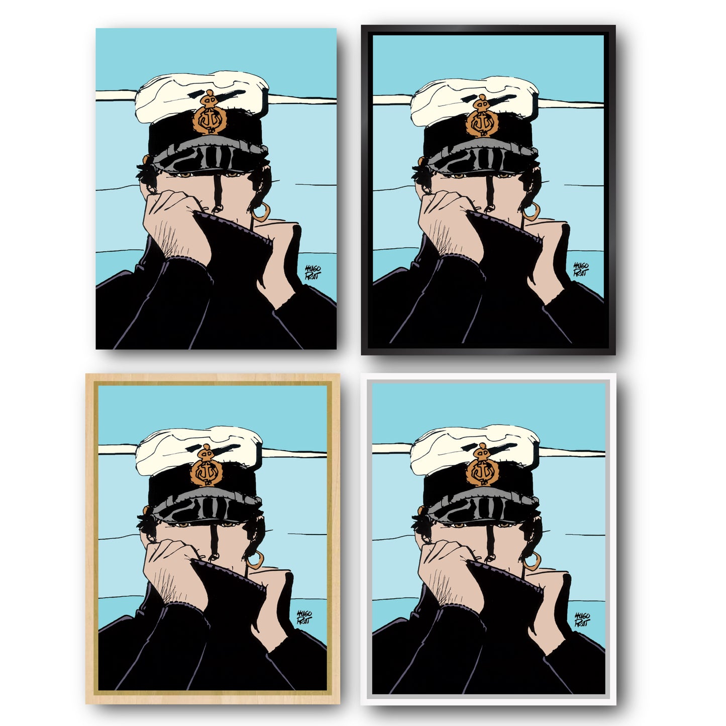 Tableau Corto Maltese 6 Portrait bleu ciel